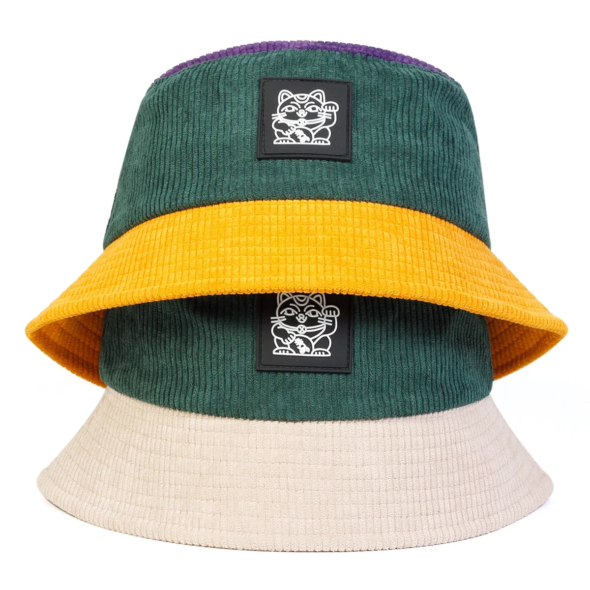 Unisex Cat Embroidery Personality Bucket Hats Fishermen Caps Outdoor Casual Cap Sunscreen Hat