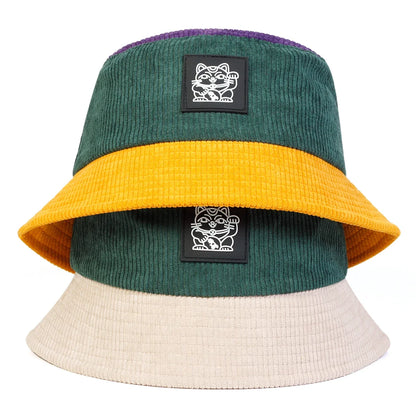 Unisex Cat Embroidery Personality Bucket Hats Fishermen Caps Outdoor Casual Cap Sunscreen Hat
