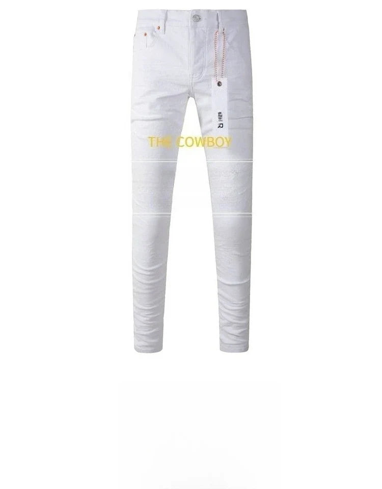 Spring New Men's White Skinny Jeans High Quality Slim Fit Trousers Streetwear Hip Hop Style Casual Fashion Stretch Denim Pants