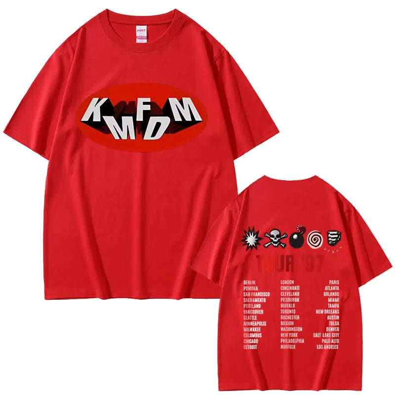 Rock Band Kmfdm Tour 97 Graphic Print T-shirt Summer Men Women Vintage Gothic Punk  Streetwear Male Casual Pure Cotton T Shirts