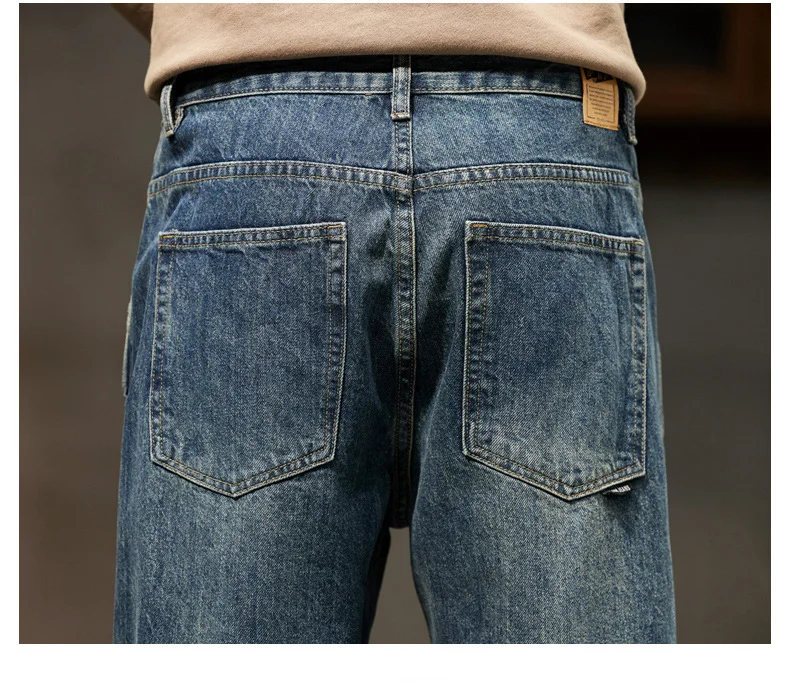 Men's Spring 2026 Loose Harem Pants Denim Retro Solid Comfortable Harajuku Straight Jeans Simple Fashion Versatile Cargo Trouser