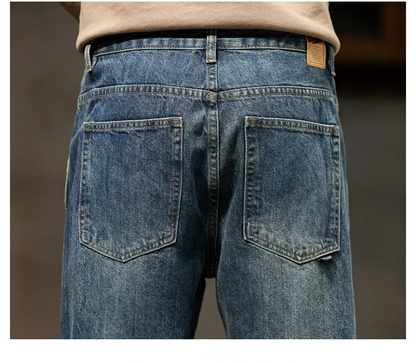 Men's Spring 2026 Loose Harem Pants Denim Retro Solid Comfortable Harajuku Straight Jeans Simple Fashion Versatile Cargo Trouser