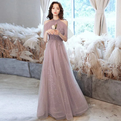Champagne Dresses Elegant Women's Evening Dress New Banquet Style Bridesmaid Dress Fairy Quinceanera Dress Sukienki Customized