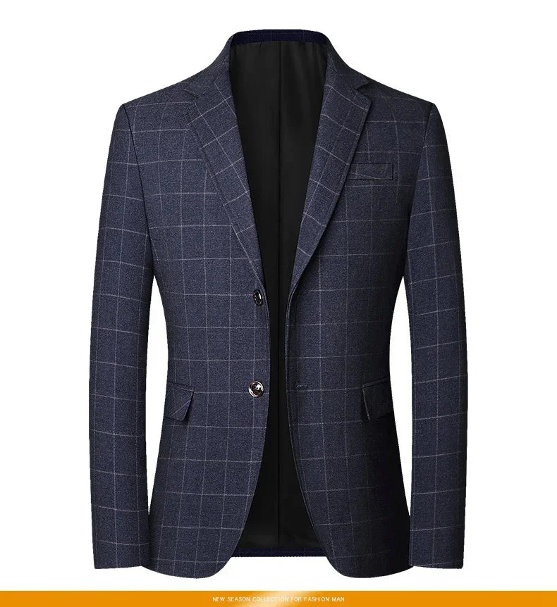 Brand 2026 Spring Mens Wedding Suits Blazer Check Autumn Single Breasted Suits Blazers Men Fashion Blazer for Mens
