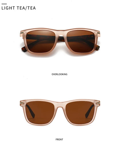 Trending Square Men Punk Rivets Sunglasses Retro Dark Green Eyewear Women Shades UV400 Polarized Sun Glasses
