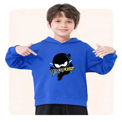 Children Hoodie Child Ninja Print 3-12 Years Old Boys Girls Toddler Coat Top+Pants Stylish Casual Black Sweatshirt Set