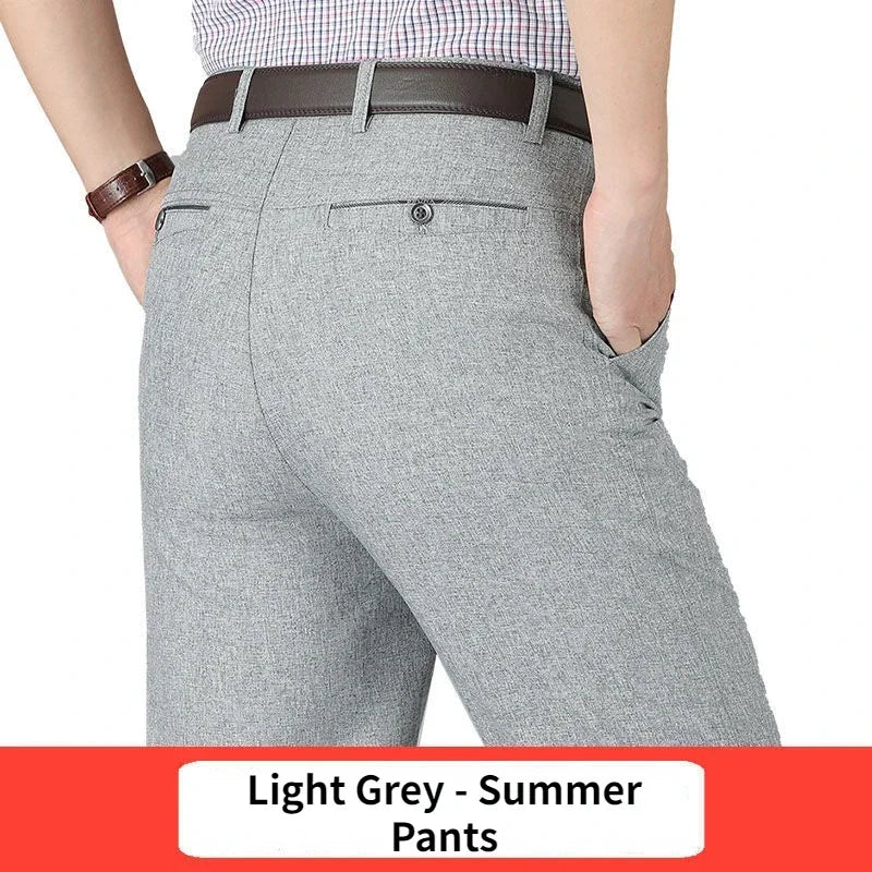 Mens Summer Casual Suit Thin Pants Classic Formal Business Fashion Autumn Thick Stretch Trousers Male Brand Clothes GOZBKF