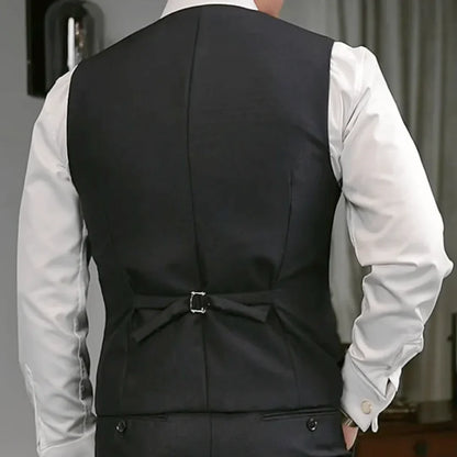 Men Vest White Double Button Solid With Lapel Waistcoat For Wedding Birthday Banquet Party Business Work Daily Men Suit Vest