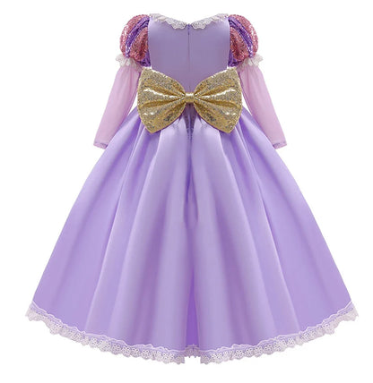 Rapunzel Purple Dress Princess Costume Sets Children Birthday Carnival Halloween Party Fancy Girls Ball Gown Cosplay Clothes