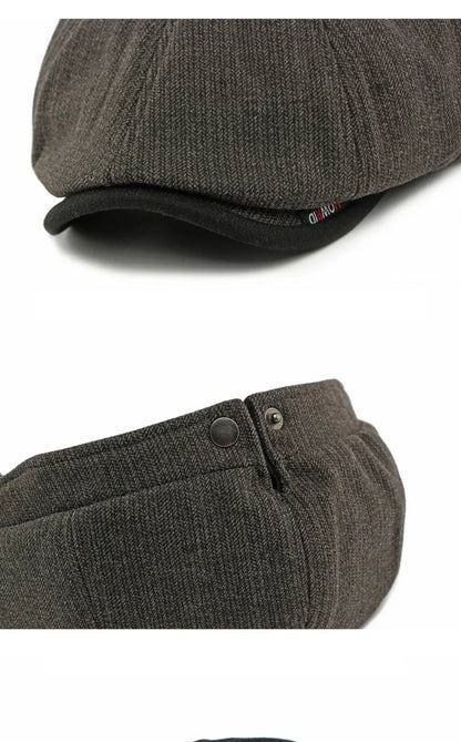Beret Cap Men Women Autumn Winter Hat Thick Warm Artist Painter Wool Beret Hat Male Female Flat Octagonal Cap Mens Berets