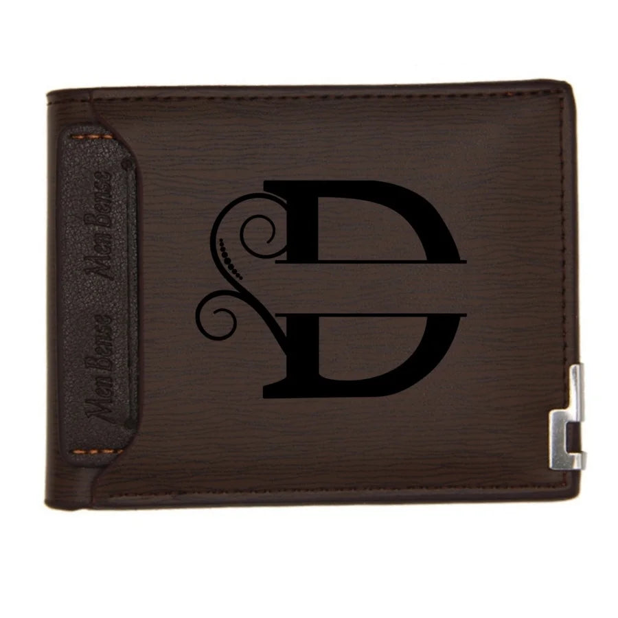 Personalized Wallet for Men Custom Wallets for Men Engraved Letter Name Leather Wallet Bifold Custom Gifts for Dad/Husband
