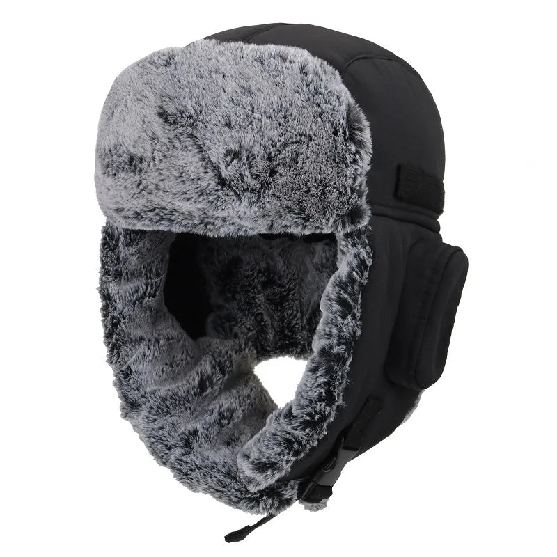 Men's Trapper Hat With Faux Fur Linning Eskimo Windproof Waterproof Winter Warm Hats Ushanka Hunting Skiing Hat