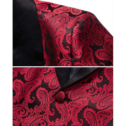 2026 New Men's Red Cashew Flower Blazer, Wedding Party Dress Jacket, White Blue Black Brands Blazers Coat, S M L XL XXL