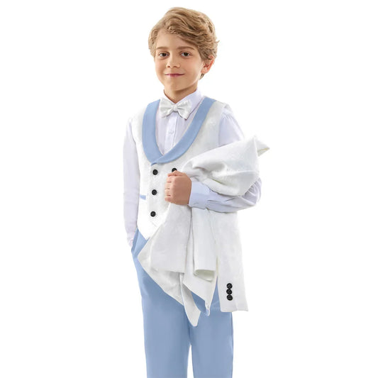 Hot Sale Boys Wedding Suit Set 4 Piece Formal Tuxedo Jacket Vest Pants Bow Tie Slim Fit Kids Suits for Boys 3-14Y Fashion Suit