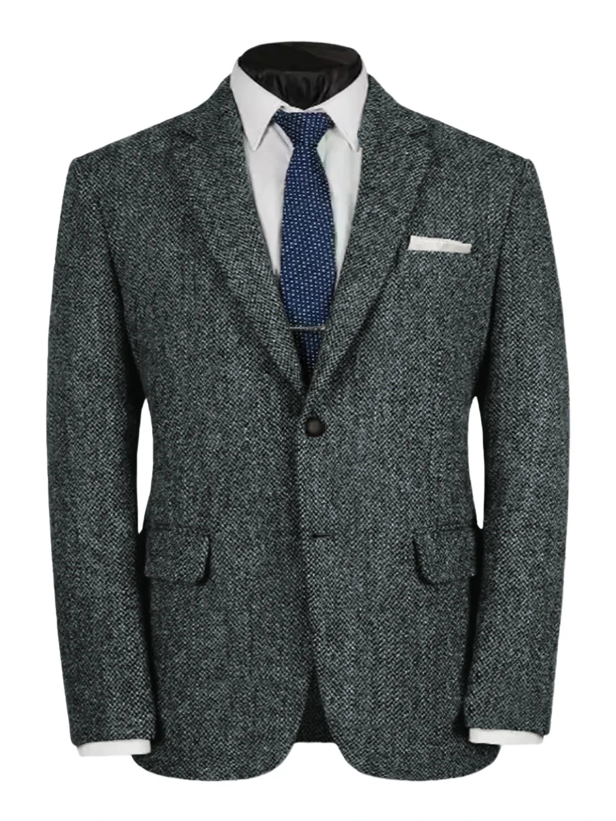 Herringbone Slim Fit Suit Jacket For Men's Single Breasted Business Blazer Casual Jacket Fashion Comfortable Elegant Mens