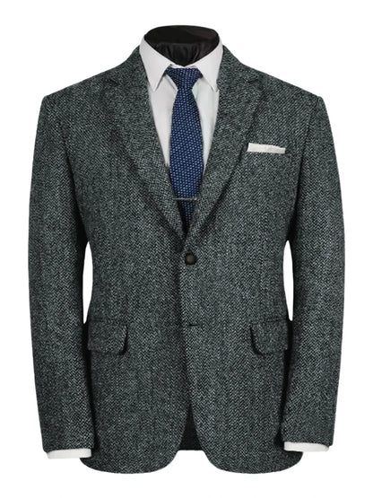 Herringbone Slim Fit Suit Jacket For Men's Single Breasted Business Blazer Casual Jacket Fashion Comfortable Elegant Mens