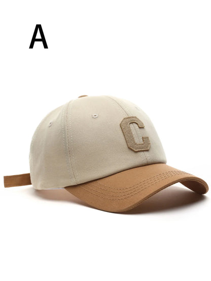 1 unisex all season fashionable pure cotton retro embroidered letter C baseball cap