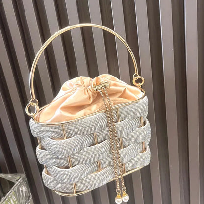 Rhinestones Evening clutch Bag Purses and handbag luxury Designer shoulder bag Shiny Crystal Clutch purse bucket bag