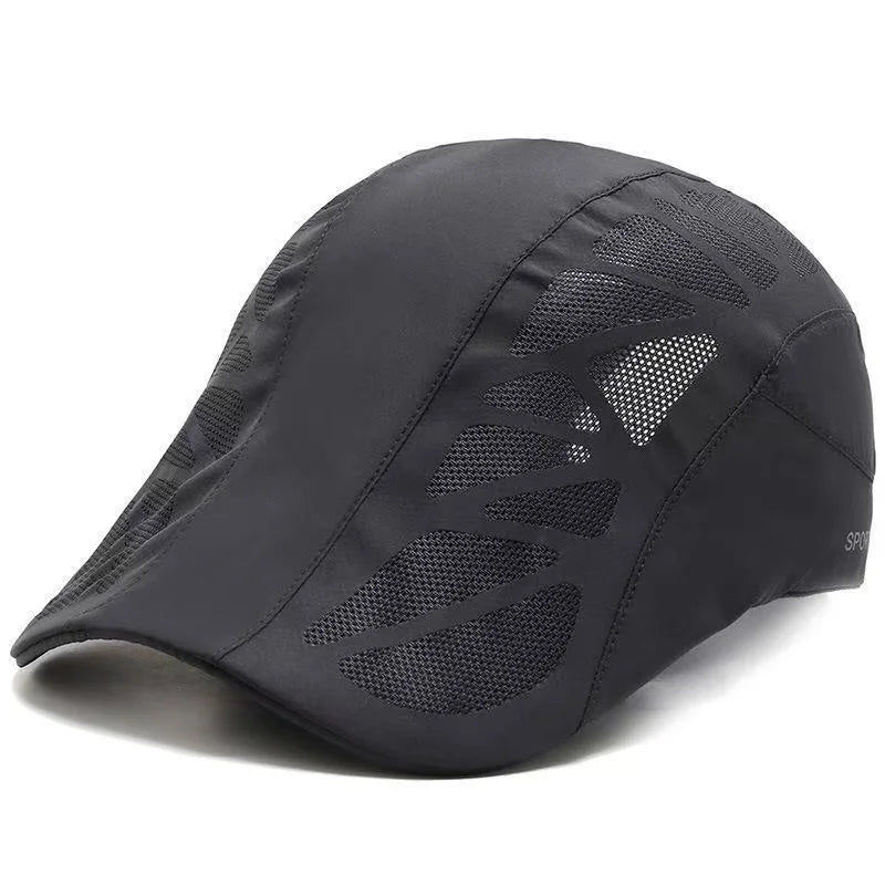 Summer Mens Sports Sun Hats Breathable Mesh Quick-drying Visor Caps Outdoor Gorro Hombre Boina Golf Hat Fashion Solid Flat Cap