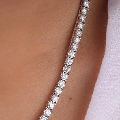 2-6.5mm Real D Color Moissanite Tennis Necklace for Women Men Sparkling Lab Diamond S925 Silver Neck Chain with GRA Jewelry Gift