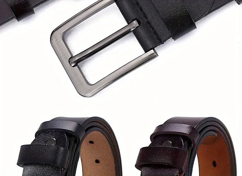 Belt for Men Original Genuine Leather Alloy Metal Pin Buckle Waist Belt Straps Plus Extra Size 105 110 120 130 140 150 160 170cm