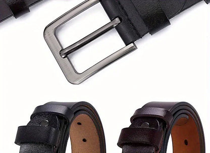 Belt for Men Original Genuine Leather Alloy Metal Pin Buckle Waist Belt Straps Plus Extra Size 105 110 120 130 140 150 160 170cm