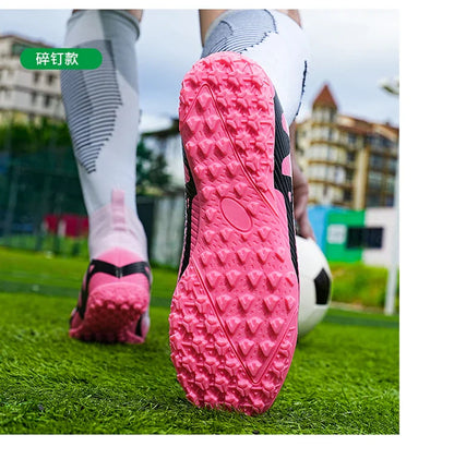 Fashion Pink Soccer Shoes Men's  Professional Lightweight Sock Football Boots Outdoor Non-slip Original Football Cleats Sneakers