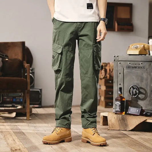 Men Fashion Military Cargo Pants Regualr Straight Fit Cotton Camouflage Green Black Grey Color Trousers W9202