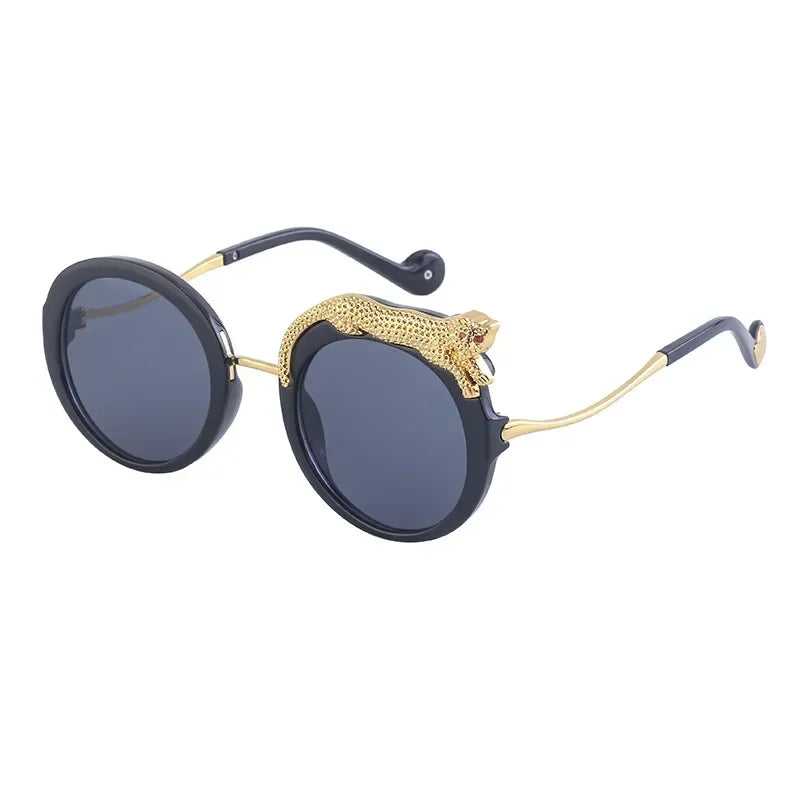 2025 Steampunk Metal Leopard Sunglasses Women Men Personalized Round Frame Sun Glasses Ladies Sunshade UV400 Gafas De Sol