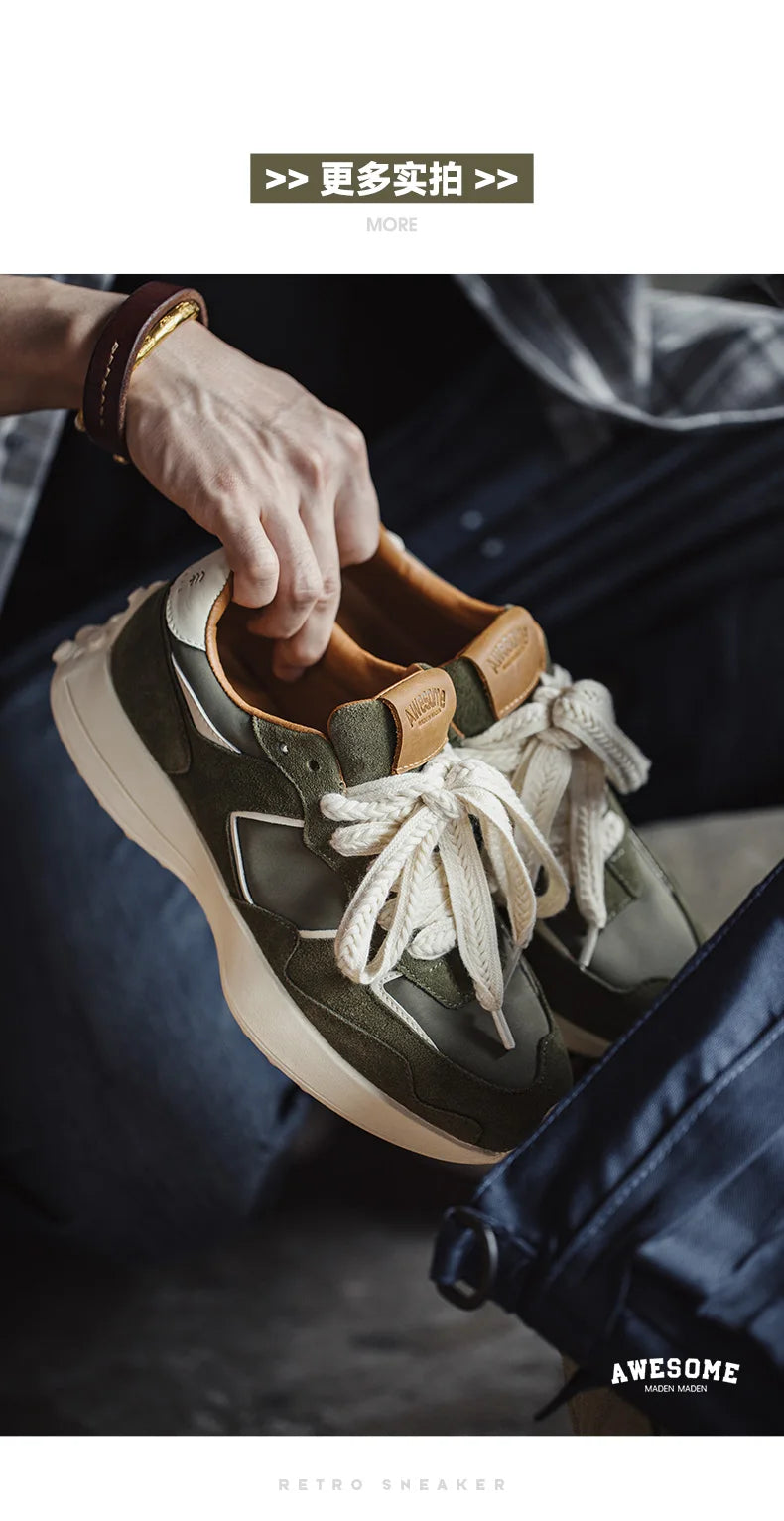 Men's Casual Sports Jogging Sneakers Versatile Comfortable Breathable Shoes Rubber Sole Color-Blocked Shoes for Spring