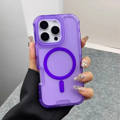 Trendy 3IN1 Magnetic Shockproof Case for IPhone 17 16 15 14 13 12 Pro Max Frosted Slim Clear Translucent Wireless Charging Cover