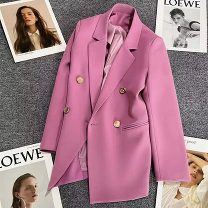 Women's Casual  Jaet Coat 22 Colors Small Suit Outerwear Long Sve Commute Sle Pure Color Spring Season