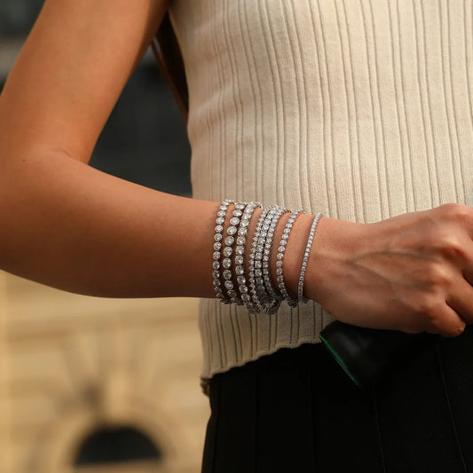 Bracelet de tennis en moissanite D VVS1 en argent sterling 925 à rang unique classique avec boîte, bracelets pour femmes et hommes, bijoux raffinés