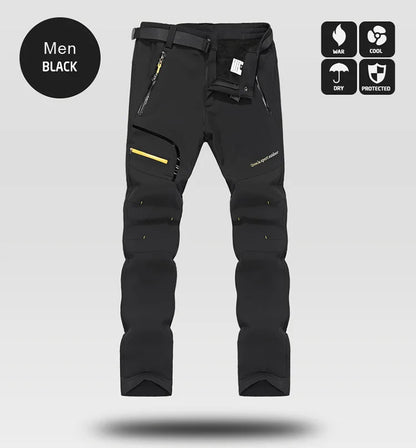 Men's Women's Pants Camping Fleece Lined Waterproof Winter Insulated Hiking Trekking Trousers Outdoor Work Slim Pant