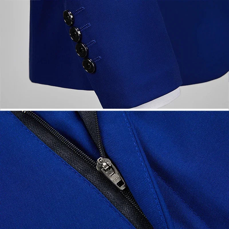 ( Jacket+ Pants ) Men's Slim Fit 2 Piece Suit Double Breasted Business Wedding Prom Tuxedo Suits Blazer & Pants Set