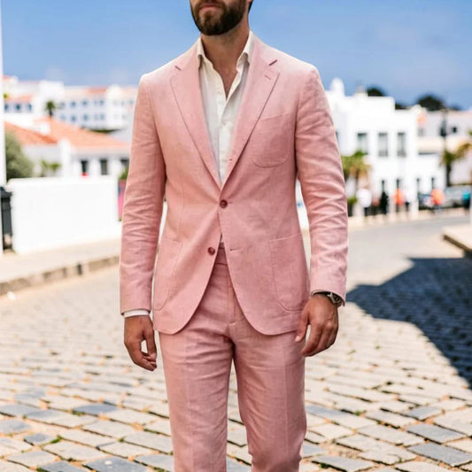 Linen Summer Suits for Men 2 Pieces Single Breasted Breathable Lightweight Jacket with Pants Tailor Made Wedding Tuxedo 2026