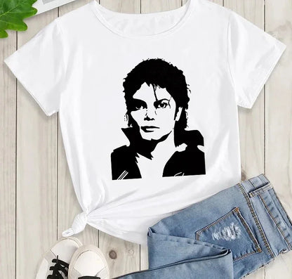 Michael Jackson Graphic Printed Tshirt Harajuku Rock Fashion Casual Short Sleeve Crew Neck Plus Size T Shirt Women