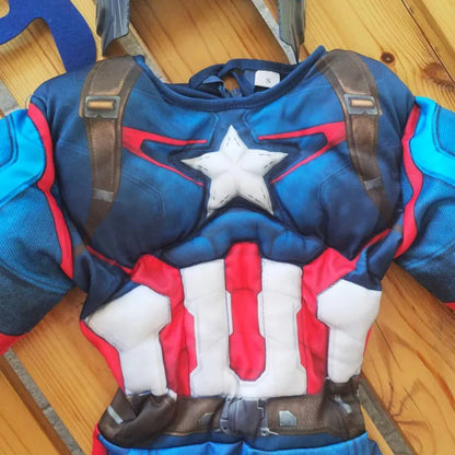3-12Y Boy's  Costume Superhero Roleplay Onesie School Performance Outfit with Mask and Shield Toy Gift