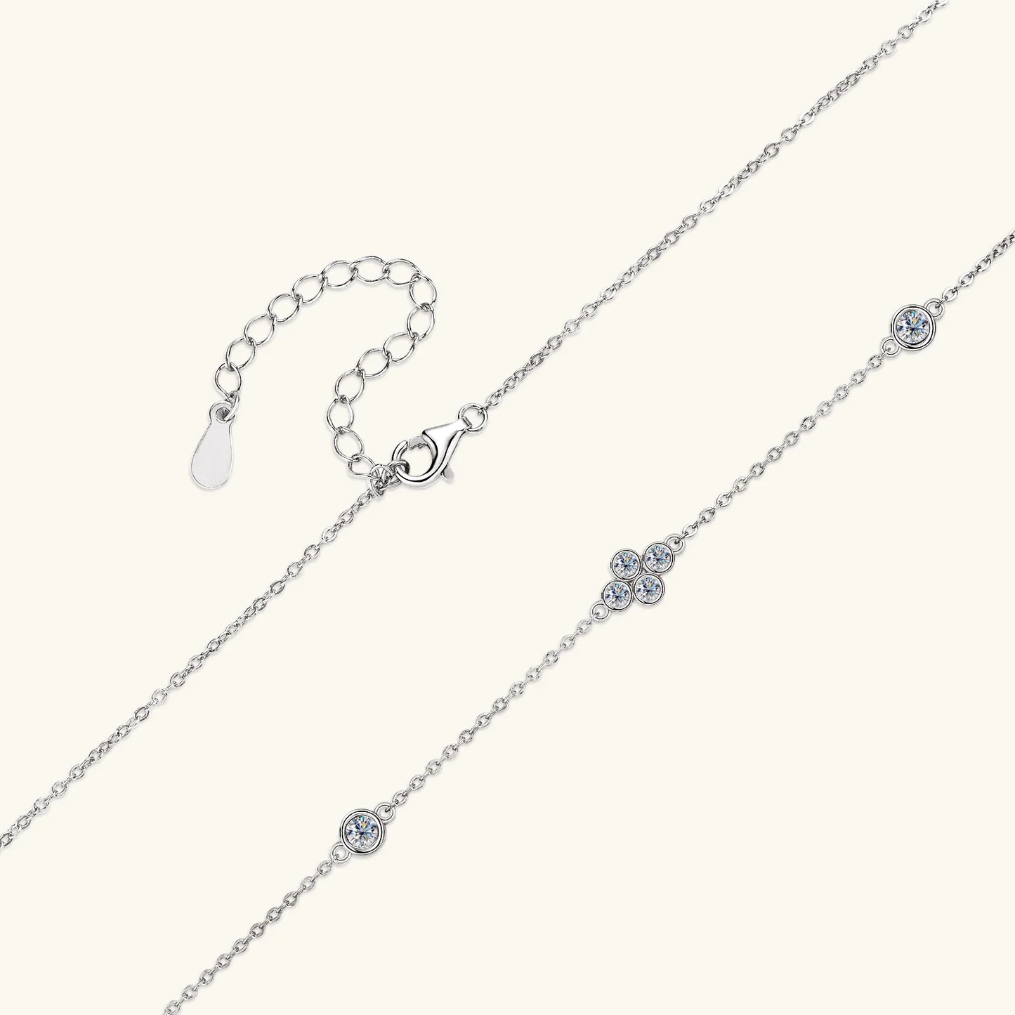 925 Sterling Silver Choker Necklaces 3mm Moissanite Clover Necklace for Women Neck Chain Female Jewelry Gift