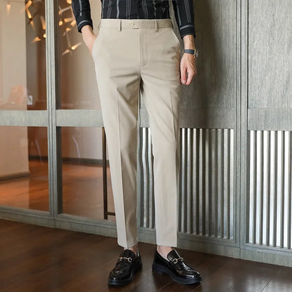 Plus size 40 38 Men Business Solid Suit Pant 2026 Spring Formal Slim Fit Wedding Trouser Mens Brand Fashion Casual Dress Pants