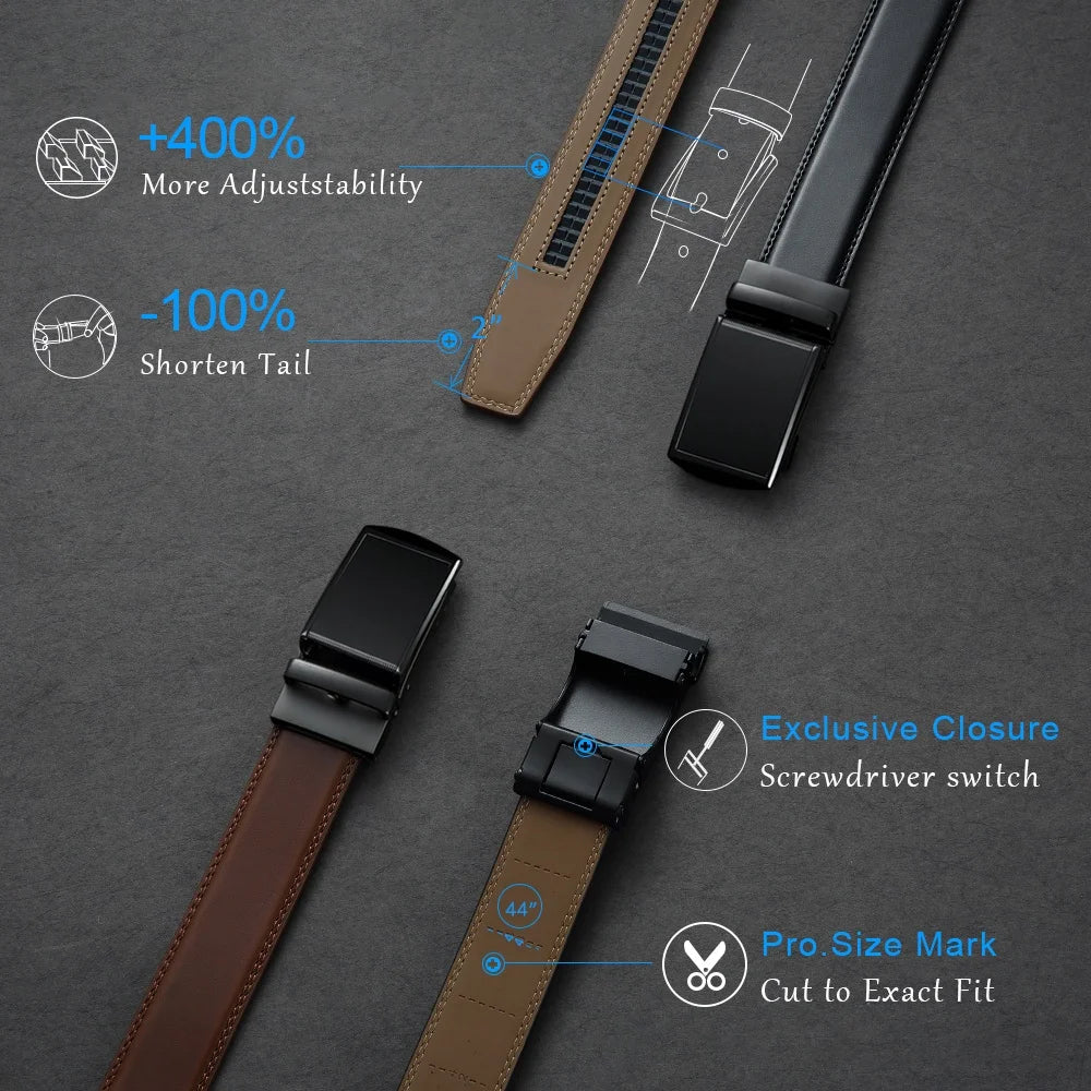 Mens Leather Belt Multiple Colors Automatic Available Belts Leisure Fashion Ratchet Belts for Men Pants Waistband