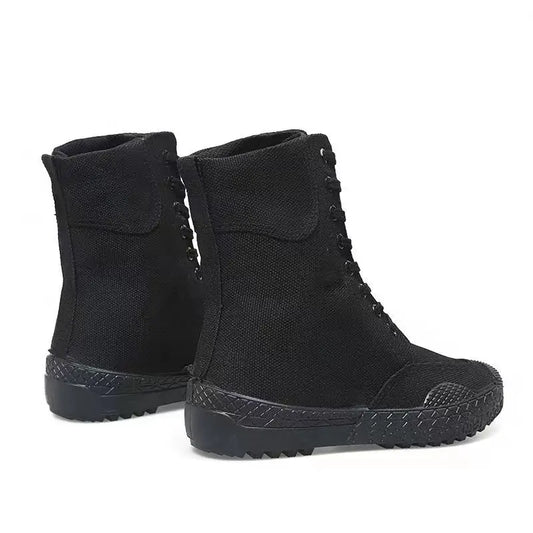 36-46 Mens Boots Spring Autumn Male Canvas Botas Lace-Up Shoes High Top Booties Solid Color Zapatos Ankle Motorcycle Footwear Y3