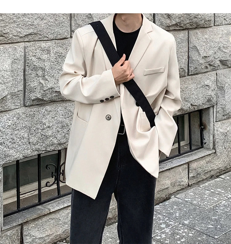 Spring Summer Men Formal Blazers Men Korean Fashion Loose Casual Dress Jacket Men Harajuku Social Suit Jacket Clothing