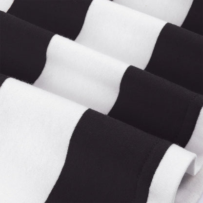 Black White Striped T-Shirt Men Basic Crewneck Short Sleeve Casual Daily Tops Halloween Costume Theme Party Tee Clothes