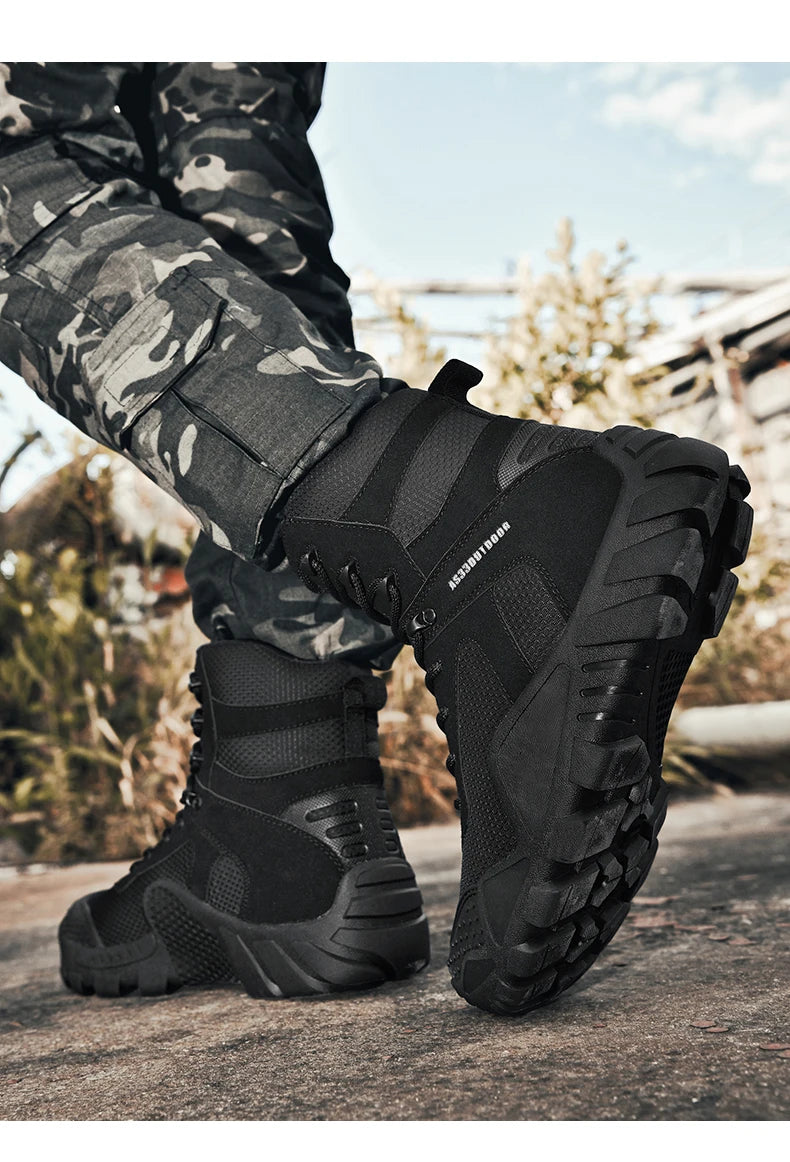 New Men Tactical Boots Lace Up Waterproof Climbing Hiking Shoes Motorcycle Training Army High Quality Hunting Unisex Desert Boot