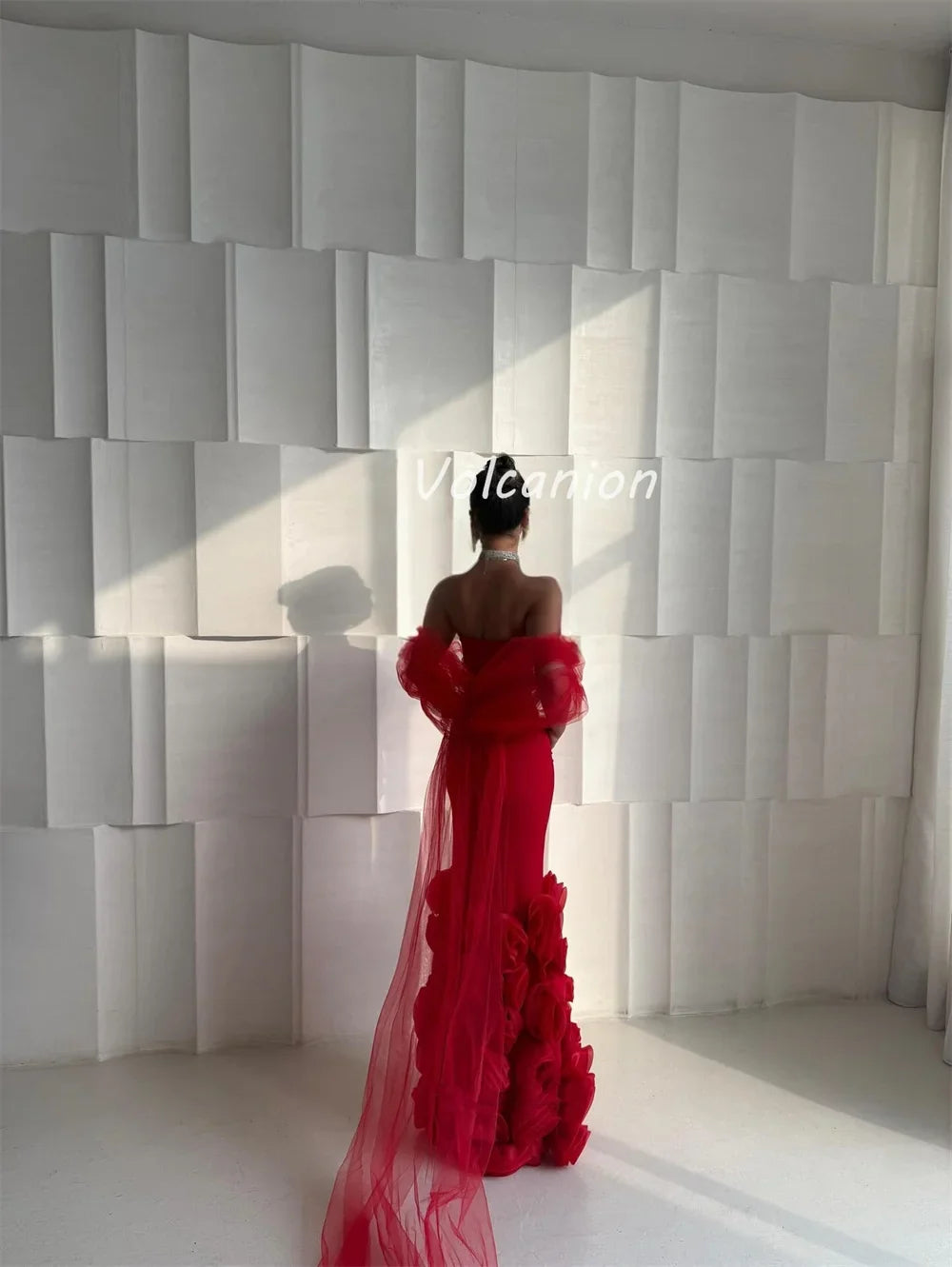 Customized High Quality Intricate Jersey Handmade Flower Pleat Column Off-the-shoulder Long Dresses Bespoke Occasion Dresses