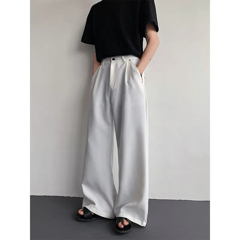 2023 New Black Suit Pants Men Fashion Social Mens Dress Pants Korean Loose Oversized Wide Leg Pants Mens Formal Trousers M-2XL