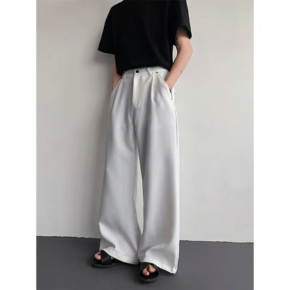 2023 New Black Suit Pants Men Fashion Social Mens Dress Pants Korean Loose Oversized Wide Leg Pants Mens Formal Trousers M-2XL