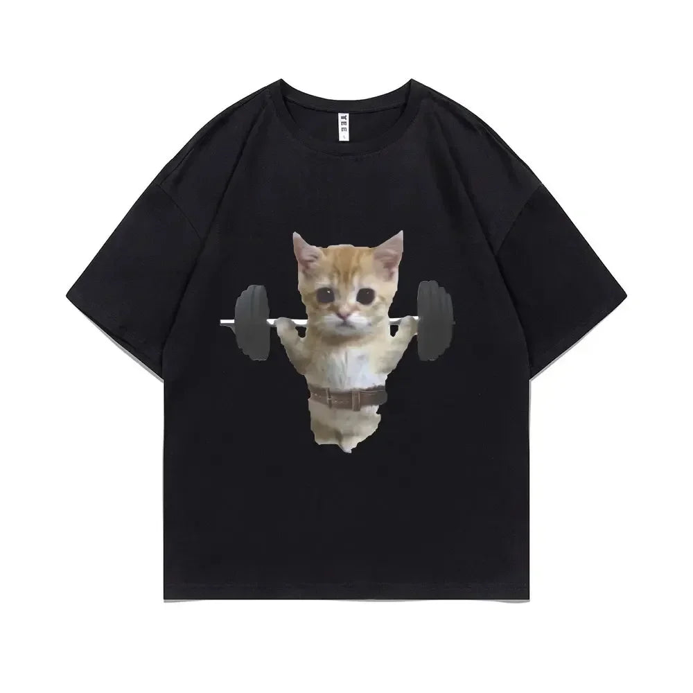 Funny Gym Sam Sulek Cat Graphic Print T Shirt Womens Cute Gym Pumpkin T Shirt Womens Emoji Short Sleeve T Shirt Graphic T Shirts