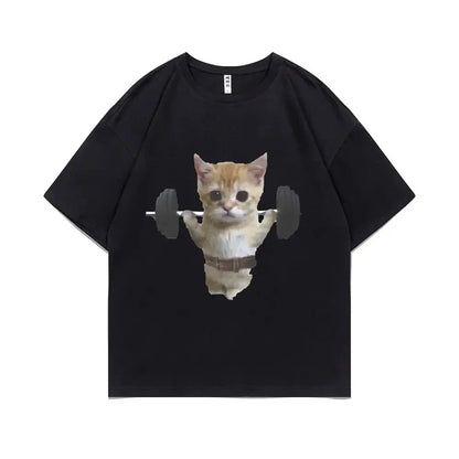 Funny Gym Sam Sulek Cat Graphic Print T Shirt Womens Cute Gym Pumpkin T Shirt Womens Emoji Short Sleeve T Shirt Graphic T Shirts